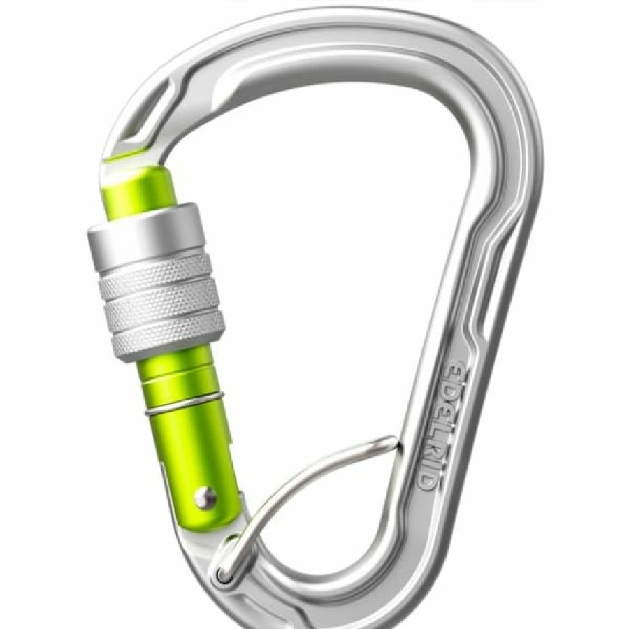 * Mousquetons Escalade Edelrid Hms Strike Screw Fg Ii Silver 23 Gris / Vert | Mousquetons Escalade